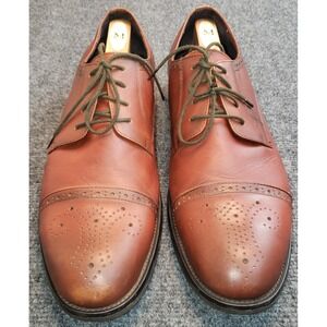 Hartz Schaffner Marx Shoes Dress Cap Toe Oxford Brogue Mens 10.5 Leather Brown